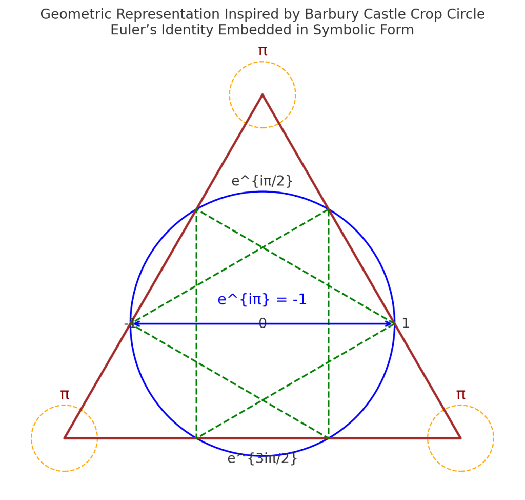 Geometric Representation Inspired By Barbury Castle Crop Circle Euler’s Identity Embedded In Symbolic Form