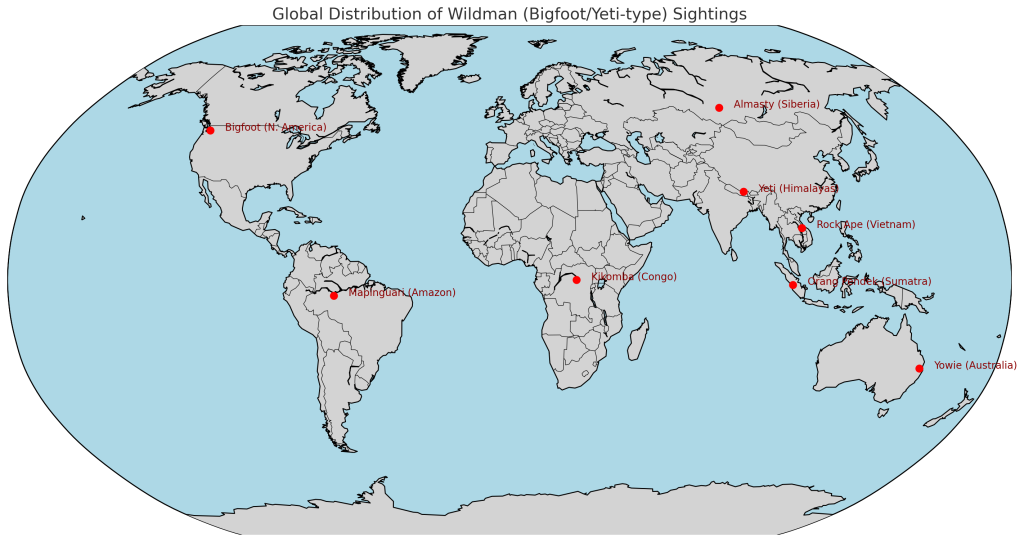 Global Distribution of Bipedal Primate Sightings